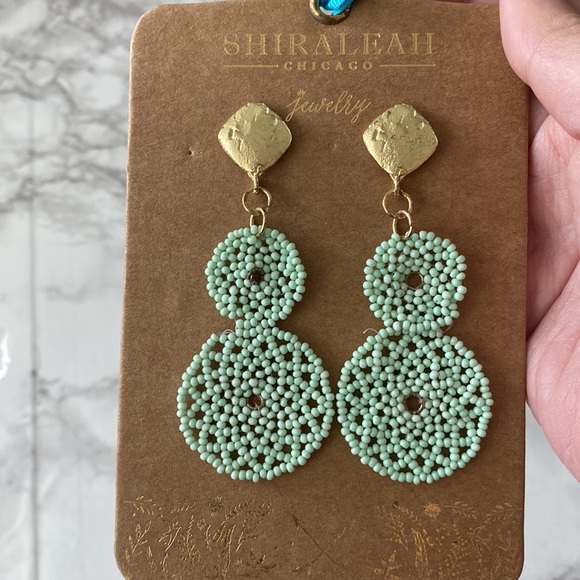Anthropologie shiraleah beaded sarimah boho earrings mint - Picture 3 of 3